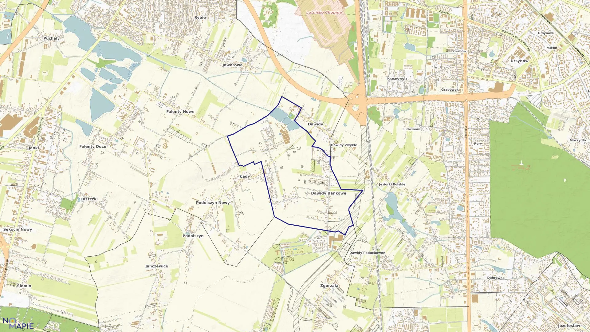 Mapa obrębu DAWIDY BANKOWE w gminie Raszyn