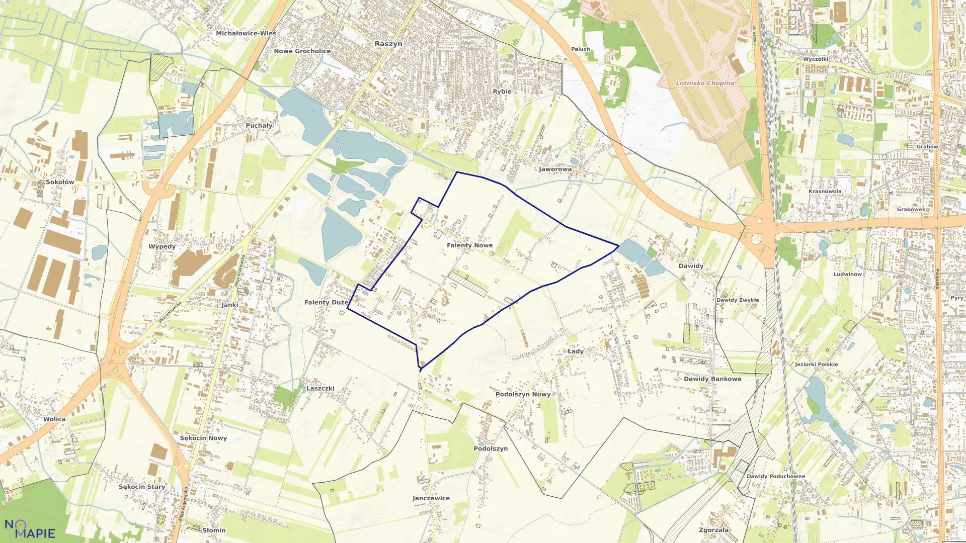 Mapa obrębu FALENTY NOWE w gminie Raszyn