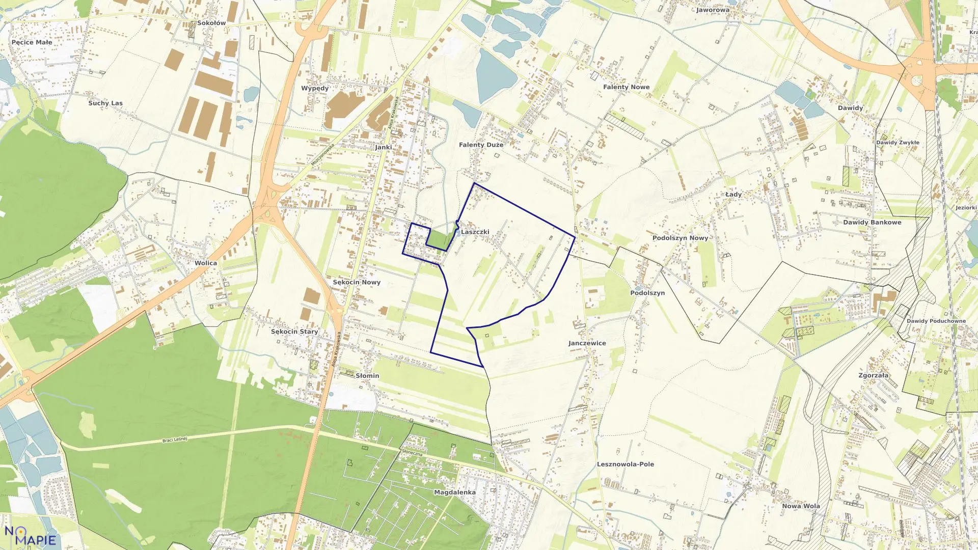 Mapa obrębu LASZCZKI w gminie Raszyn