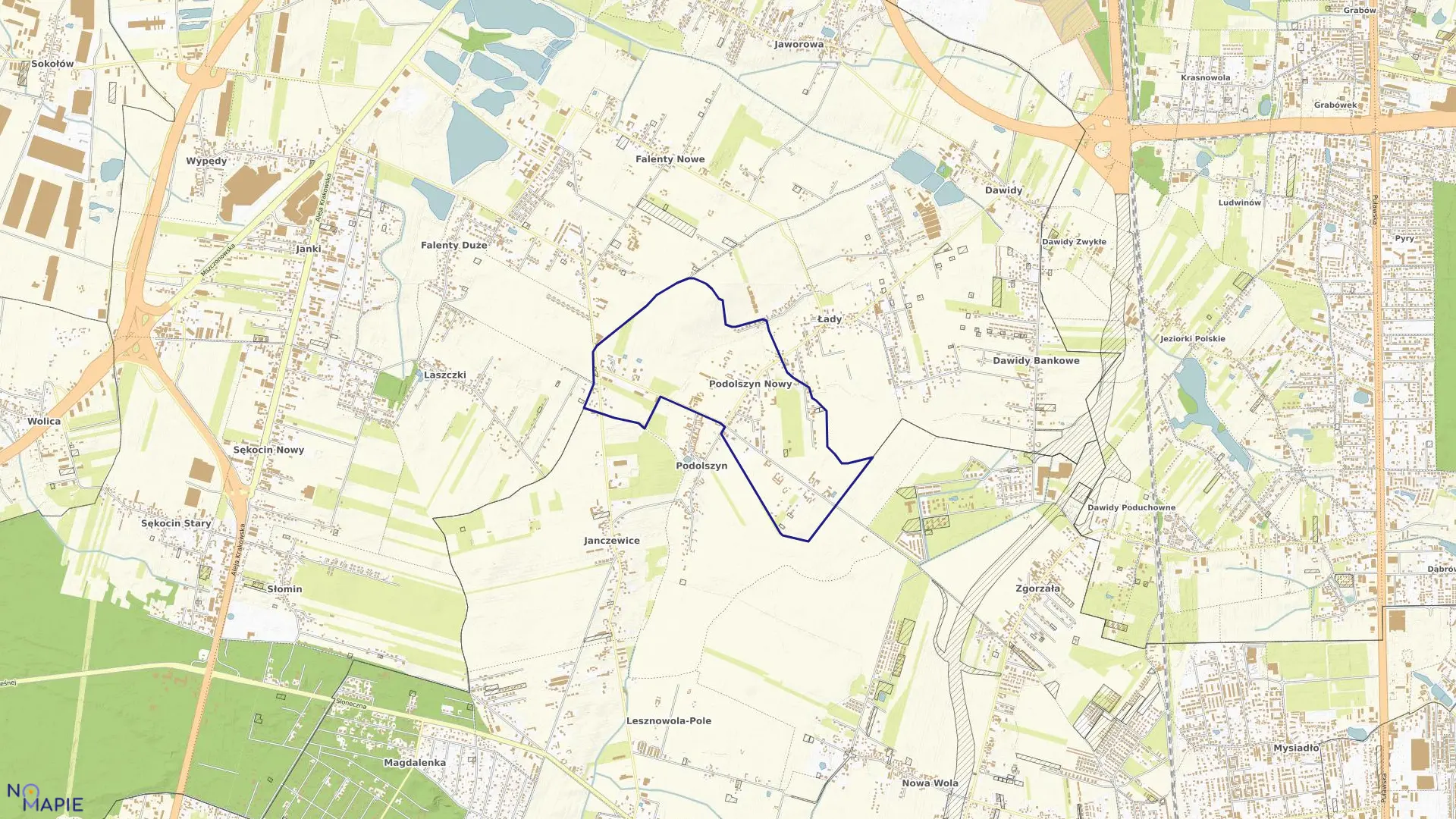 Mapa obrębu PODOLSZYN NOWY w gminie Raszyn
