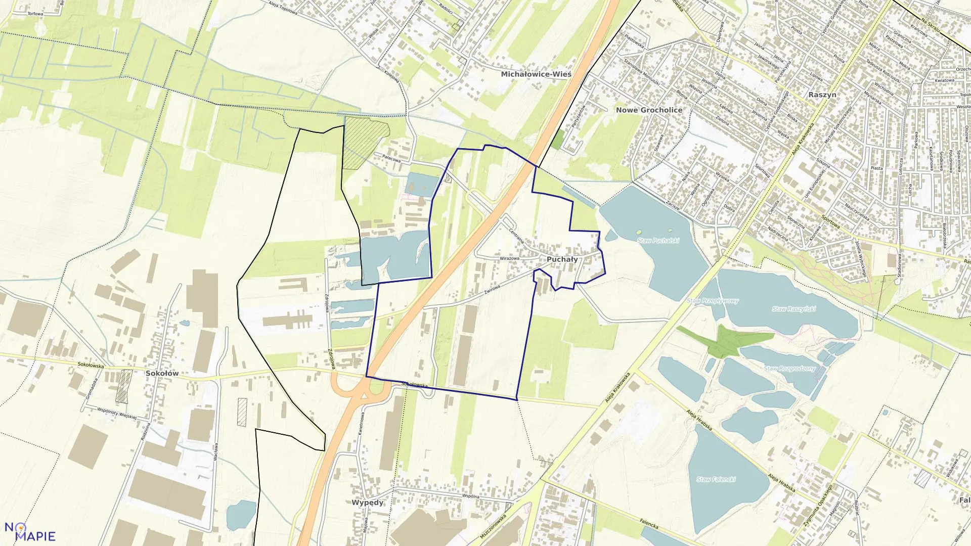 Mapa obrębu PUCHAŁY w gminie Raszyn