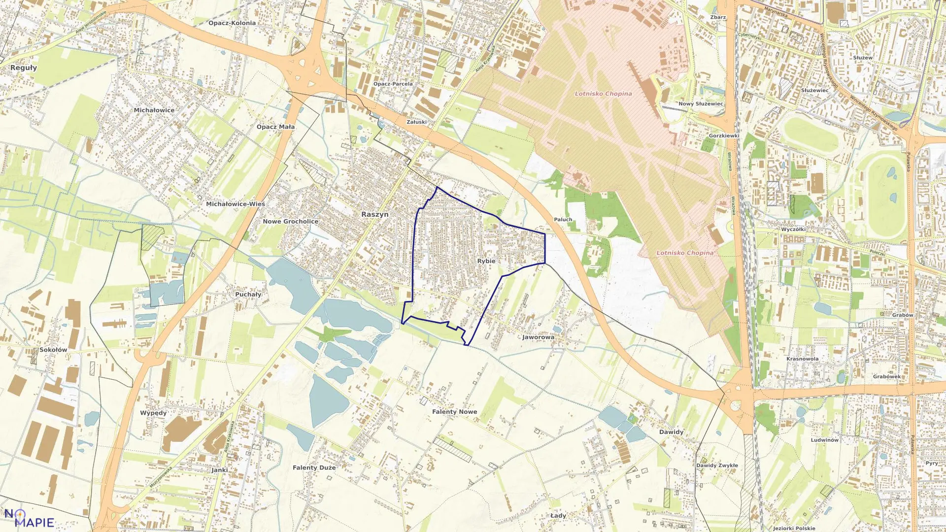 Mapa obrębu RYBIE w gminie Raszyn