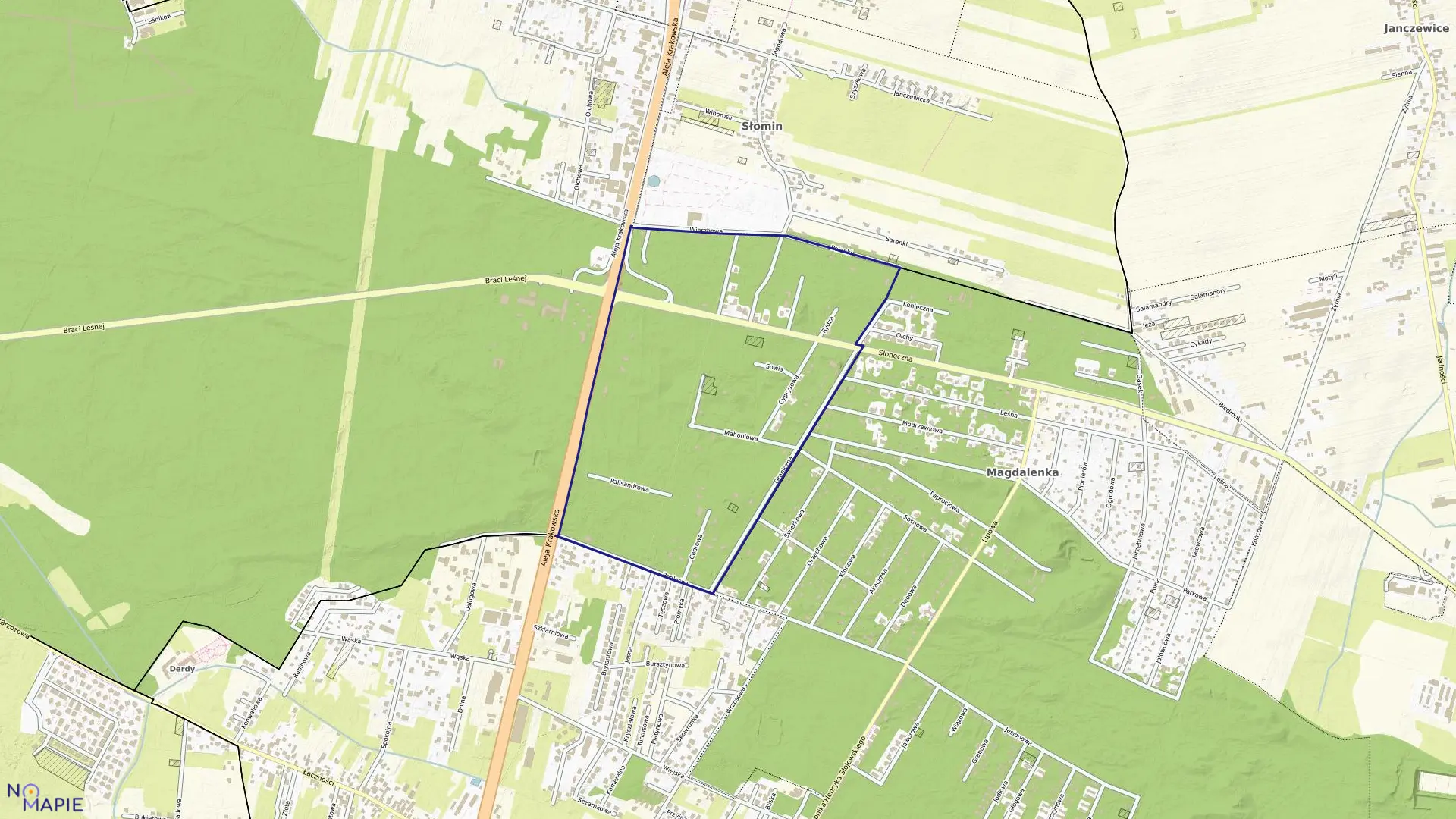 Mapa obrębu SĘKOCIN LAS w gminie Raszyn